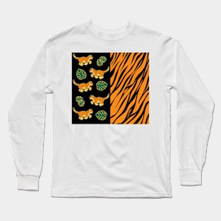 Tiger Stripes And Prowling Tiger Half And Half Long Sleeve T-Shirt